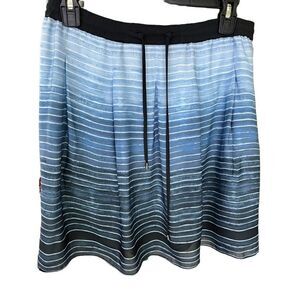 Vince Women’s Mini Skirt 100% Silk Material SZ S/P Drawstring Ombre Blue White S